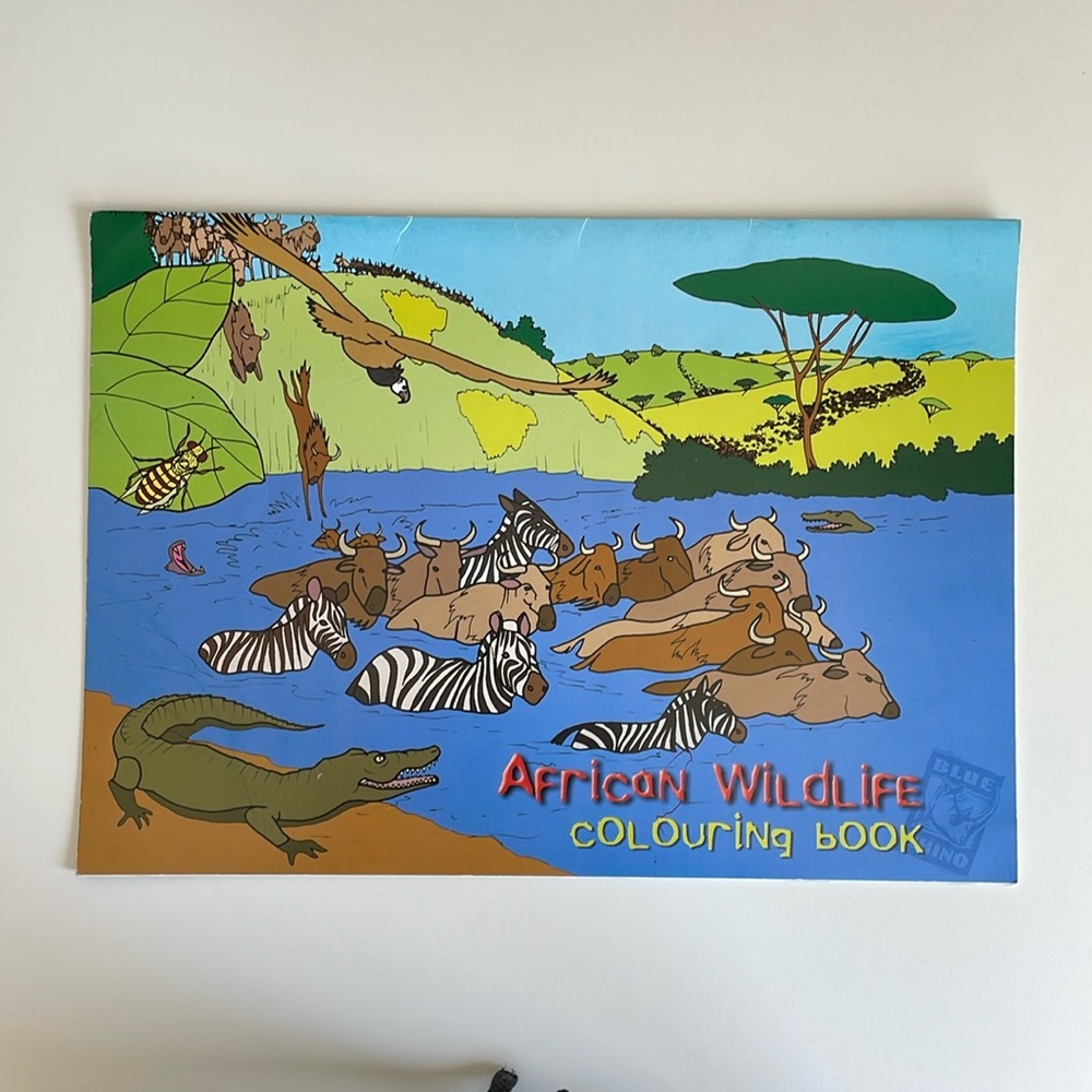 Blue Rhino - African Wildlife - Tonga Coloring Book - Souvenir - Black & White
